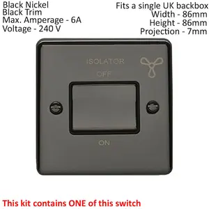 BLACK NICKEL Bathroom Switch Set -1x Light & 1x 6A Extractor Fan Isolator Switch