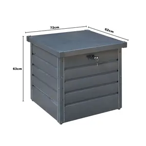 Anthracite Waterproof Metal Outdoor Garden Storage Box Lockable Flat Top 200 L