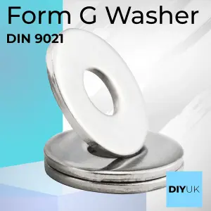 M4 - 4mm Washers for Screws ( Pack of: 200 ) Large Flat Washer Form G Penny Washers Steel Zinc Plated DIN 9021