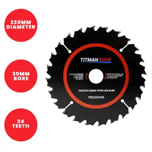 Titman Edge TCT General Purpose Saw Blade 230mm x 30mm x 24 Tooth - TB2302430