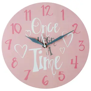 Interiors by Premier Once Upon A Time Kids Wall Clock, Round Pink Wall Clock for Bedroom, Stylish Wall Clock for Living Room