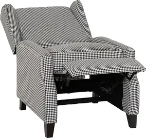 Kensington Recliner Chair in Dogtooth Fabric with Studded Detail