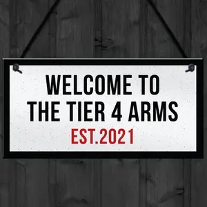 Lockdown Bar Sign 2021 Tier 4 Arms Man Cave Garage Garden Shed Sign Gift