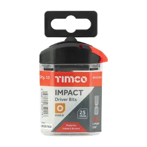 Timco - Impact Driver Bits - Hex (Size 8.0 x 25 - 10 Pieces)