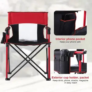 Outsunny Outdoor Folding Fishing Camping Chair w/Cup Holder,Pocket,Backrest Red