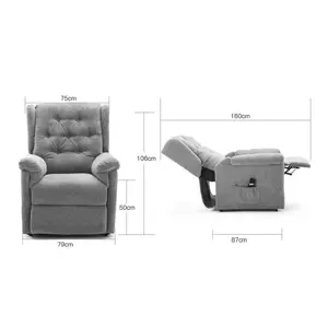 Barnsley Fabric Electric Single Motor Riser Rise Recliner Lift Mobility Tilt Armchair (Grey)