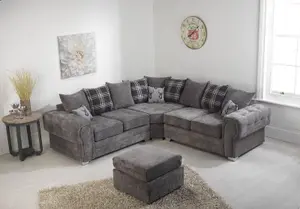 VERONA CORNER SOFA SET KENSINGTON GREY / WITH FREE FOOTSTOOL