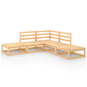 5 Piece Garden Lounge Set Solid Wood Pine