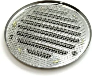 Chrome Louvred Wall Vent Grille with Flyscreen, Fits 150 mm / 6 in Ducts, Round Ventilation Grille with Flat Back