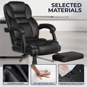 Yaheetech PU Leather Adjustable Executive Office Chair - Black