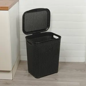 Plastic Laundry Basket Black