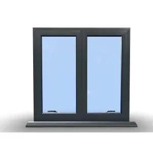 895mm (W) x 995mm (H) Aluminium Flush Casement - 2 V Bottom Opening Windows - Anthracite Internal & External