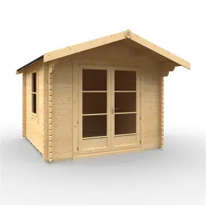 10ft x 10ft (2950mm x 2950mm) Horsforth "The Topeka Plus" 44mm Log Cabin With 1 Opening Window