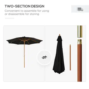 Lakewood 300cm Market Parasol Black