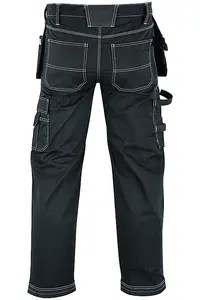 MS9 Mens Hi Viz Cargo Combat Holster Pockets Tactical Working Work Trouser Trousers Pants E1, Black - 34W/32L