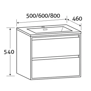 Norton White & Oak Wall Hung Vanity Unit & Basin Set (W)800mm (H)530mm