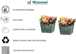 Winawood Polymer Wood Effect Zero Maintenance Fully Weatherproof Set of 2 Small Planters - Duck Egg Green