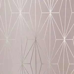 Muriva Blush & Silver Geometric Metallic effect Embossed Wallpaper