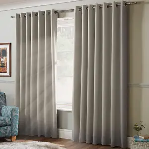 100% Blackout Ring Top Curtains 61" X 90" Grey