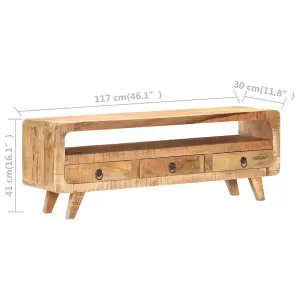 Berkfield TV Cabinet 117x30x41 cm Solid Rough Mango Wood