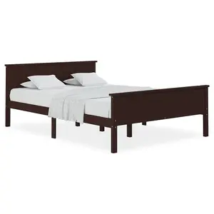 Berkfield Bed Frame Dark Brown Solid Wood Pine 160x200 cm