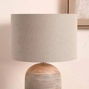 30cm Soft Grey Linen Drum Table Lampshade Self Lined Cylinder Shade