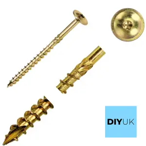 100mm Wood Screws Wafer Head ( Pack of: 400 ) Torx Screw Self Tapping Steel Yellow Zinc Plated