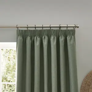 furn. Dawn 100% Blackout Thermal Eucalyptus Pencil Pleat Curtains, 229 x 183cm