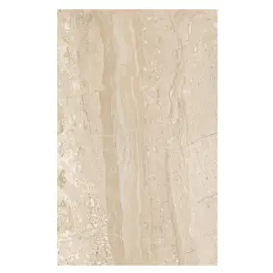 Travertina Light beige Gloss Marble effect Ceramic Wall Tile Sample