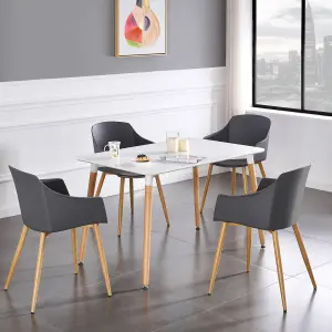 Eden Halo Dining Set with an White Dining Table and 4 Grey Dining Chairs