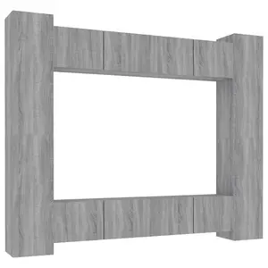 Berkfield 8 Piece TV Cabinet Set Grey Sonoma Engineered Wood