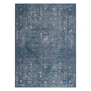 Carpet Wool NAIN Ornament, frame, vintage 7599/51611 blue / beige 120x170 cm