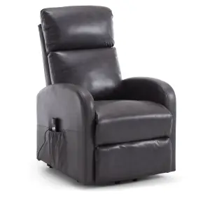 Rise & Recline Electric Recliner Armchair Faux Leather - Dom Dark Grey