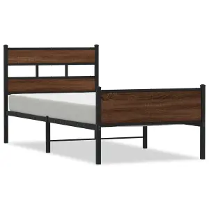 Berkfield Bed Frame without Mattress Brown Oak 90x200 cm Engineered Wood