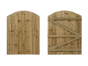 Featheredge arch top , Wooden garden and side gate (v3)(H-1800, W-750, natural (light green) finish)