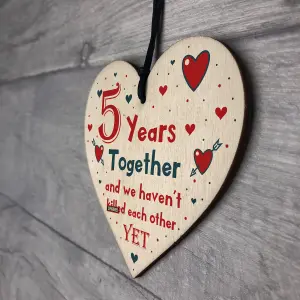 Funny Rude 5th Anniversary Gift For Husband Wife Gift For Him Her Wooden Heart