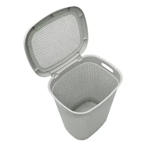 JVL Droplette Design Plastic Laundry Basket, Grey