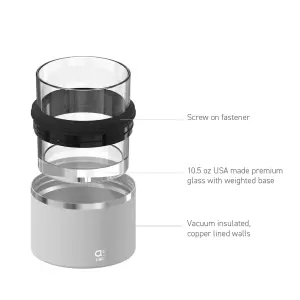 Whiskey Glass with Insulated Stainless Steel Sleeve 311ml White