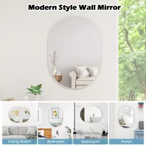 COSTWAY Oval Bathroom Mirror 70 x 50 cm Wall Mounted Make Up Vanity Mirror