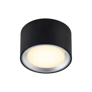 Nordlux Fallon Surface Indoor Kitchen Dining Hallway Downlight In Black/Steel (Height) 6cm