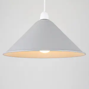 ValueLights Waywell Retro Style Metal Ceiling Pendant Light Shade In Gloss Grey Finish