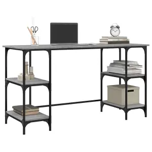 Berkfield Desk Grey Sonoma 140x50x75 cm Metal and Engineered Wood