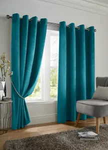 Velvet Blackout 46" x 72" Teal (Ring Top Curtains)