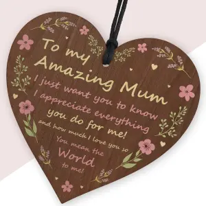 Red Ocean Mothers Day Gifts  A Present For Mum  Handmade Plaque  Wooden heart hanging plaque Mother from daughter thank you