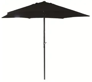 2.7m Garden Patio Sun Shade Parasol with Crank Handle in Black