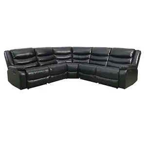 Sorreno Bonded Leather Recliner Corner Sofa In Black