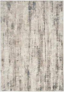 Ivory Grey Blue Abstract Pattern Bedroom & Living Room Rug -160cm X 221cm