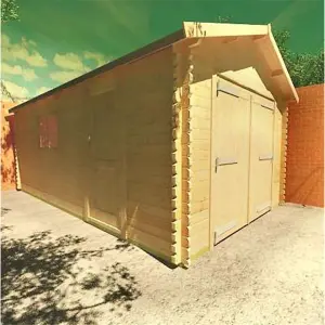 16ft x 14ft (4.87m x 4.26m) Monty Workshop 44mm Wooden Log Cabin (19mm Tongue and Groove Roof) (16 x 14) (16x14)