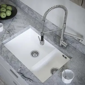 LSC Bexley 1.5 Matt White Composite Synthetic Undermount Kitchen Sink & Waste