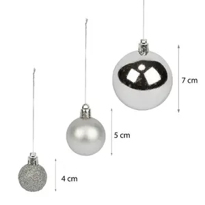 100 Piece Shatterproof Christmas Bauble Set Silver